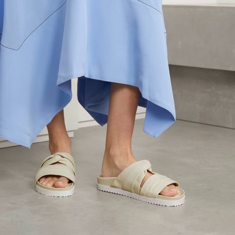 3.1 Phillip Lim Twisted Leather Pool Slide Almond/Ivory size 40